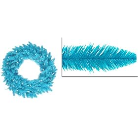 24" Pre-Lit Sky Blue Ashley Spruce Christmas Wreath - Frost & Blue Lights