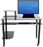 Glass and Aluminum Computer Desk Black Glass