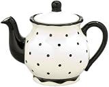 Adorable 3 Piece Spot Of Tea Black And White Polka Dot Teapot Matching Set Includes... by 