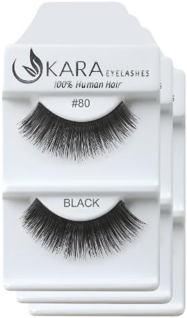 KARA 100% Natural Human Hair Hand Crafted Eyelashes Short, Medium, Long 3Pairs