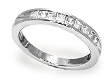 18k Choice of White or Yellow Gold Machine Set Diamond Princess Cut Band (1/2 cttw, J Color, SI1-SI2 Clarity)