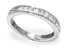 18k Choice of White or Yellow Gold Machine Set Diamond Princess Cut Band (1/2 cttw, J Color, SI1-SI2 Clarity)