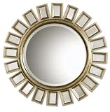 Review Uttermost  / Cyrus Silver Leaf Round Beveled Mirror