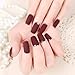 24pcs Lady Artificial False Nails Tips Sexy Frosted Metal Color Style Purplish Red Opposite French Nail Moo Z112