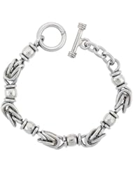 Sterling Silver Link Bracelet Toggle Clasp Handmade 3/8 inch wide, sizes 8, 8.5 & 9 inch