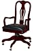 Traditional Swivel Arm Chair Black Leather Mahogany