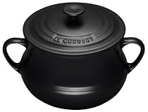 Le Creuset Stoneware Large Soup Pot, Satin Black (Matt Black Finish), 4 Litre