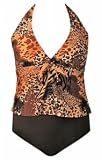 Cheetah Chic Plus Size Halter Tankini Swimsuit - Plus Size Swimsuit Plus Size Swimsuits