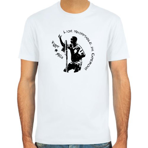 T-Shirt Roger Milla ::: Farbauswahl: skyblue, sand, weiß oder deepred ::: Größen: S-XXL ::: Fußball-Kult