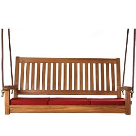 Teak Swing comes complete with solid brass hardware, GREEN cushion and rope - Order Now at... by 