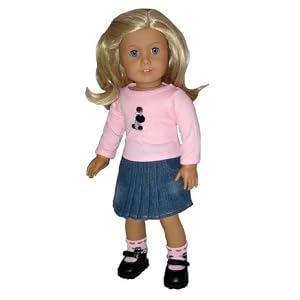 Heart Skirt, Blue Tank, Pink Top, and Striped Leggings. Fits 18 Dolls Like American Girl... by Silly Monkey