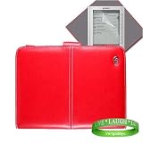 Sony Reader Digital Book (PRS300BC) (PRS300RC) (PRS300SC) Sleeve bag Cover carrying Leather Case --- RED + Sony reader Screen Protector + Vangoddy tm, Live*Laugh*Love wrist band!!!