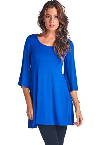 LeggingsQueen Women's 3/4 Bell Sleeve Tunic Top