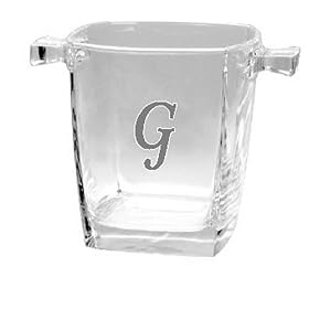 Culver Inc. Monogram G Glass Square Base Cooler Ice Bucket by Culver