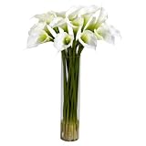 Cream Calla Lilly w/Cylinder Silk Flower Arrangement