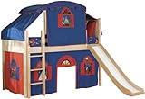 Bolton Furniture Cottage Low Loft Natural-Bot. Curtain/Top Tent/Slide, Blue ....