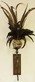 Wrought Iron and Wood Wall Sconce with Feathers Floral Arrangement