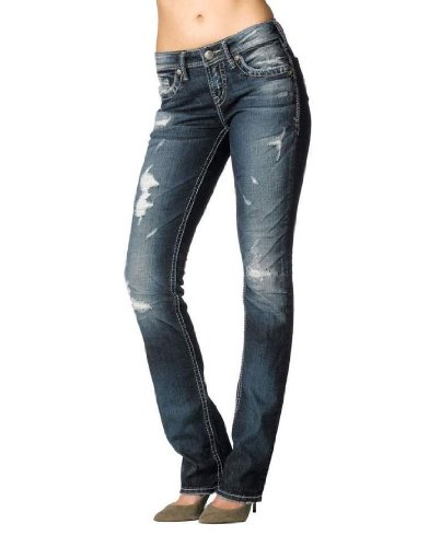 Silver Jeans Juniors Aiko Medium Wash Ripped Baby Bootcut Jean