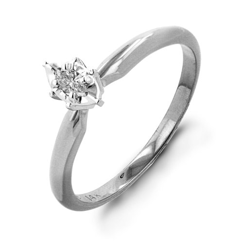 Childrens Toyshop  Jewelry : 10k White or Yellow Gold Marquise Solitaire Diamond Ring (.05 ct, J-K Color, I2-I3 Clarity)