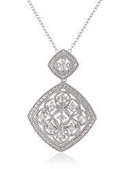 Sterling Silver Created White Sapphire and Diamond Pendant Necklace (.028 Cttw, G-H Color, I2-I3 Clarity), 18"