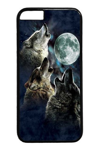 iPhone 6 Case, iPhone 6 Cases -Three Wolf Moon in Blue Custom PC Hard Case Cover for iPhone 6 Black