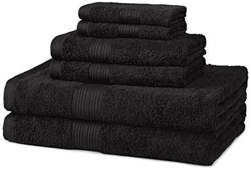 Amazonbasics fade-resistant cotton 6-piece towel set, b…