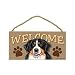 Bernese Mountain Dog Wood Welcome Door Sign 5''x10''