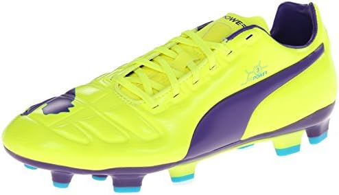 PUMA Men's Evopower 3 Firm Ground Soccer Shoe,Fluro Yellow/Prism Violet/Scuba Blue,11 M US