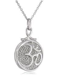 Sterling Silver Diamond "Unity" Engraved Om Pendant Necklace (1/7 Cttw, I-J Color, I2-I3 Clarity), 18"