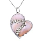 Heart Pink Genuine Mother-Of-Pearl C.Z. Pendant Sterling Silver Mother's Day Jewelry