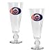 New York Mets Oval Logo 2 Piece Pilsner Glass Set with Baseball on Stem