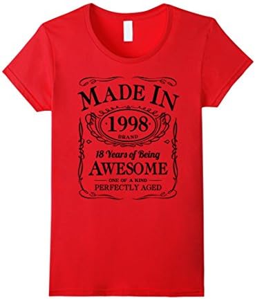 Women's 18th Birthday Gift Made In 1998 Awesome Silver Medium Red