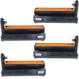 Do It Wiser Drum Unit Set For Okidata Oki C6000 C6050 Black Cyan Magenta Yellow - 43381760 43381759 43381758 43381757 - 20,000 Pages