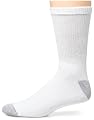 Hanes Men's 6 pack Cushion Crew Sock, White, 6-12