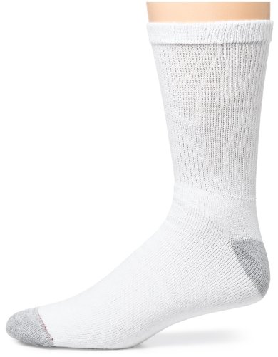Hanes Men's 6 pack Cushion Crew Sock, White, 6-12