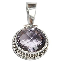 Pendant for Necklace Silver Amethyst Jewelry 1 inch