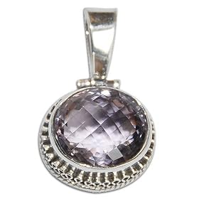 Pendant for Necklace Silver Amethyst Jewelry 1 inch by