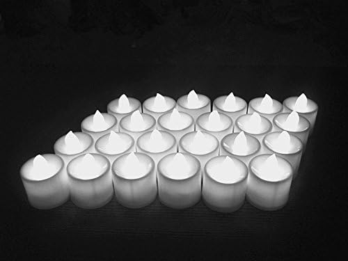YIYU SUJIAO LED Lighted Flameless Candles Box of 24 - Wedding Decorations - Fake Candles - Flameless Candle Set (White)