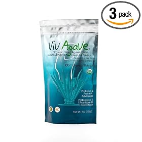 Viv Agave Organic Agave Inulin Powder, Pure Blue Agave, 7-Ounce Pouches (Pack of 3)