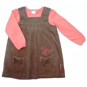 Bright Bots Baby Girl Pincord Pinafore Dress with matching Top size 6-12 months