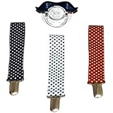 Pacifier Clips with Free Moustache Baby Pacifier - 3 Sets of Unisex Soothie Holders for Boys, Girls and Newborns