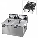 LUXUS EDELSTAHL DOPPEL KALTZONEN FRITTEUSE 2 x 2000 WATT MIT 2 GETRENNTEN FRITTIERKÖRBEN FÜR UNTERSCHIEDLICHES FRITTIERGUT FRITEUSE NEU
