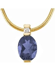 14K Yellow Gold Oval Cut Tanzanite and Diamond Pendant -- LIFETIME WARRANTY