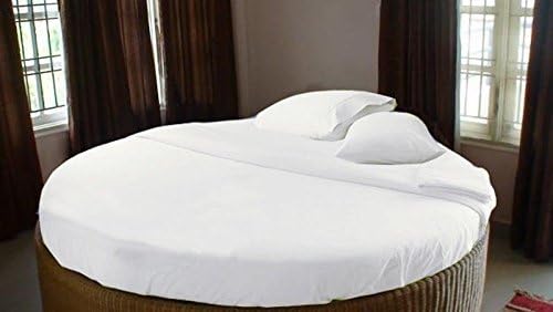 Beautiful and Exotic Collection Round Bed Sheet Set 500 Thread Count 84 Inch Diameter 100% Egyptian Cotton White Solid by Global Fabrics