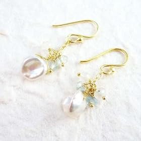 Click here to buy Keshi Pearl and Gemstone 18k Gold Vermeil Earrings by Sosi B..