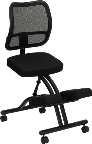 Black Ergonomic Kneeling Office Chair - Black Mesh Back
