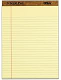 TOPS The Legal Pad Legal Pad, 8-1/2 x 11-3/4 Inches, Perforated, Canary, Legal/Wide Rule, 50 Sheets per Pad, 3 Pads per Pack (75327)