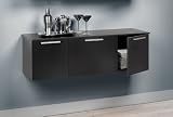 Wall Mounted Buffet with Brushed Nickel Handles in Black Finish
