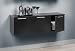 Wall Mounted Buffet with Brushed Nickel Handles in Black Finish