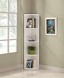 White Finish Wood Wall 5-Tier Corner Bookshelf Bookcase